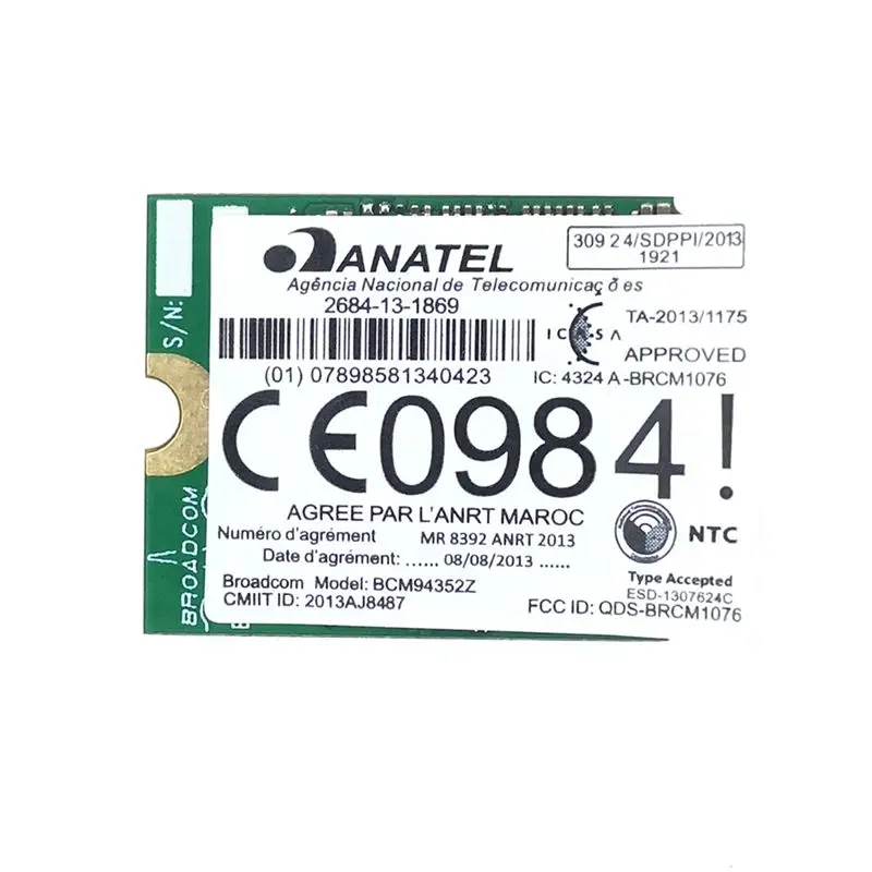 

*A96ZZ Двухдиапазонная беспроводная карта BCM94352Z WIFI NGFF M.2 1200 Мбит/с Bluetooth4.0 NGFF 802.11Ac Wlan адаптер DW1560