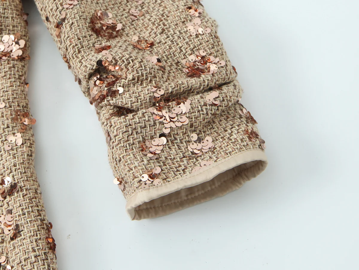 سترة نسائية شتوية جديدة لعام 2025 غير رسمية عصرية لكامل الجسم مزينة بالتر وحزام جانبي مكشكش ورقبة على شكل حرف v وأكمام طويلة #6