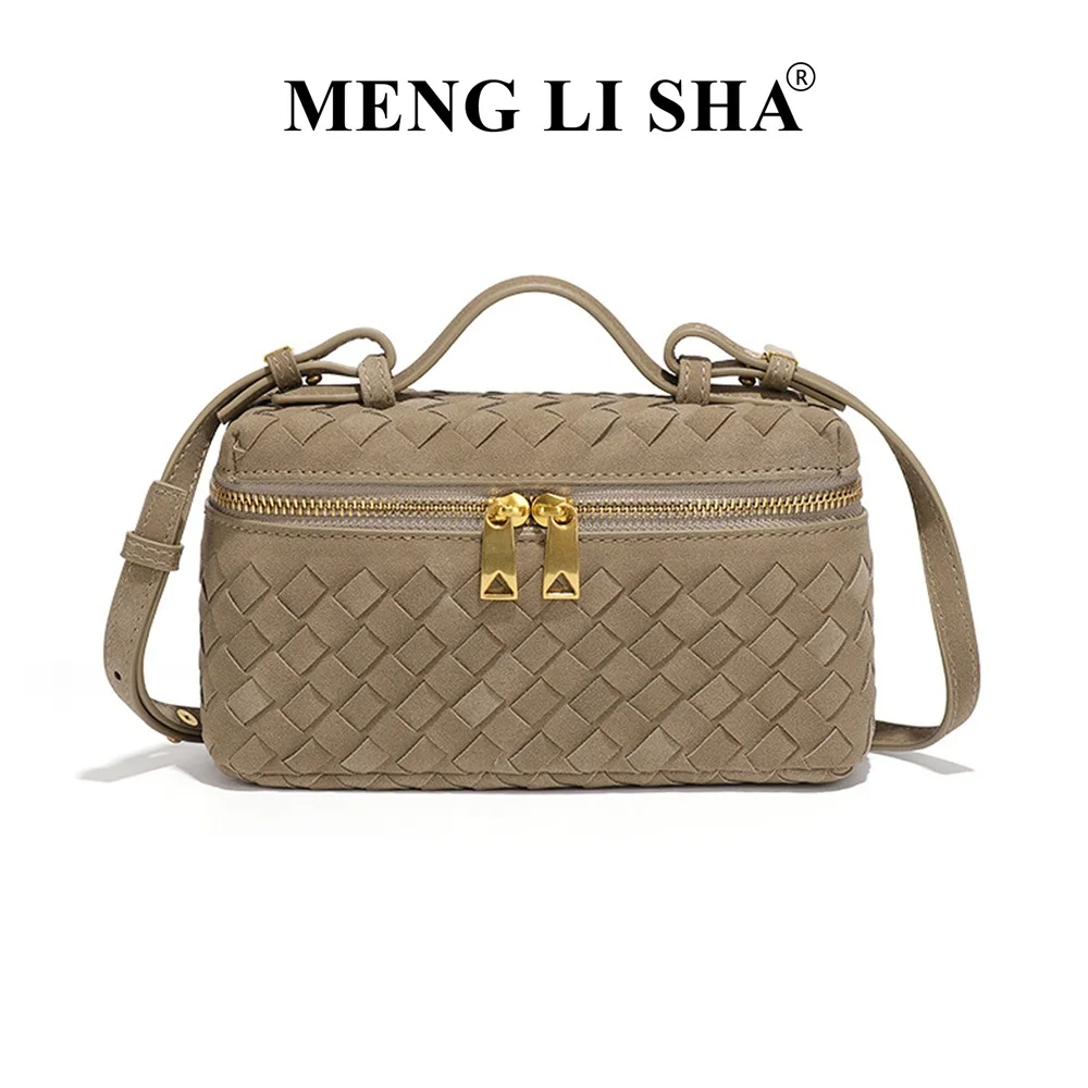 MENGLISHA Box Bag Crossbody Geweven Handtas, Veelzijdige Tote, Lunchbox-stijl, Boston Draagtas, Trendy Kleine Vierkante Schoudertas
