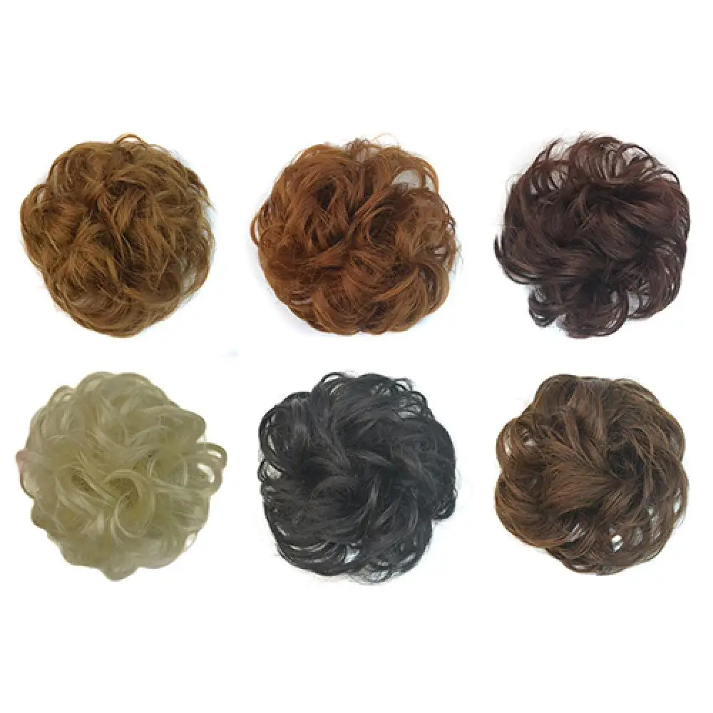 Panino per capelli sintetici donna disordinato capelli ondulati estensione del panino cravatta elastica per capelli parrucca anello Chignon Scrunchies fascia finta treccia