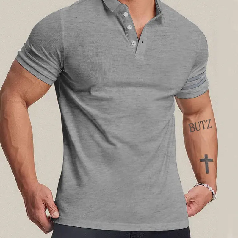 shan cross-border casual men's polo shirt with bead cloth quick drying breathable men's summer slim-fit men's lapel T-shirt