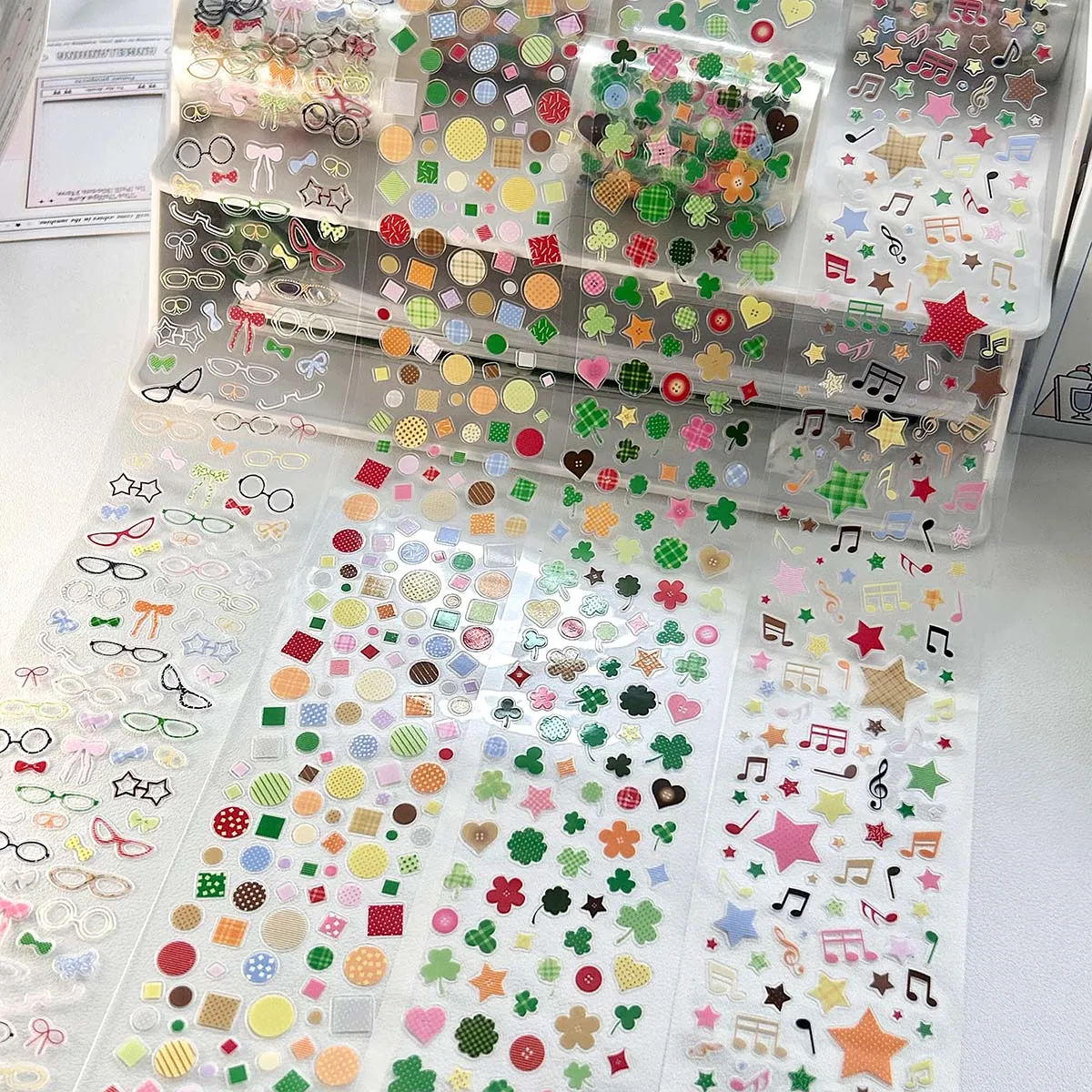 

Наборы наклеек PET Doodle: Стикеры-клевер, наклейки для очков, карточки с идолами, декор в стиле Salt для скрапбукинга и дневников, материалы для DIY-декора