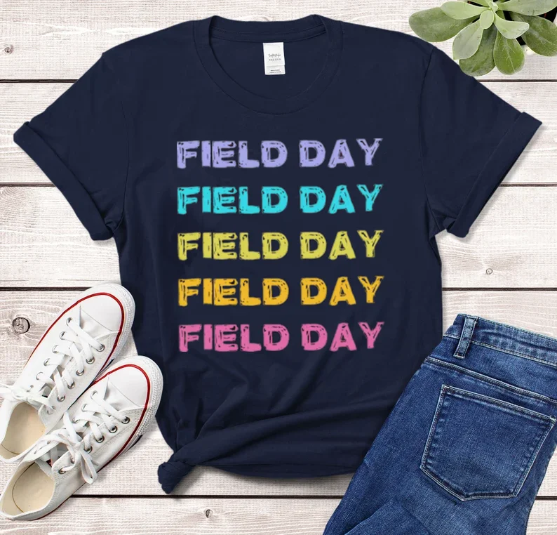 Teacher Life Shirt It's Field Day Shirt For shirt Elementary Field Day Shirts Admin Short Sleeve Top Tees O Neck 100% cctton y2k