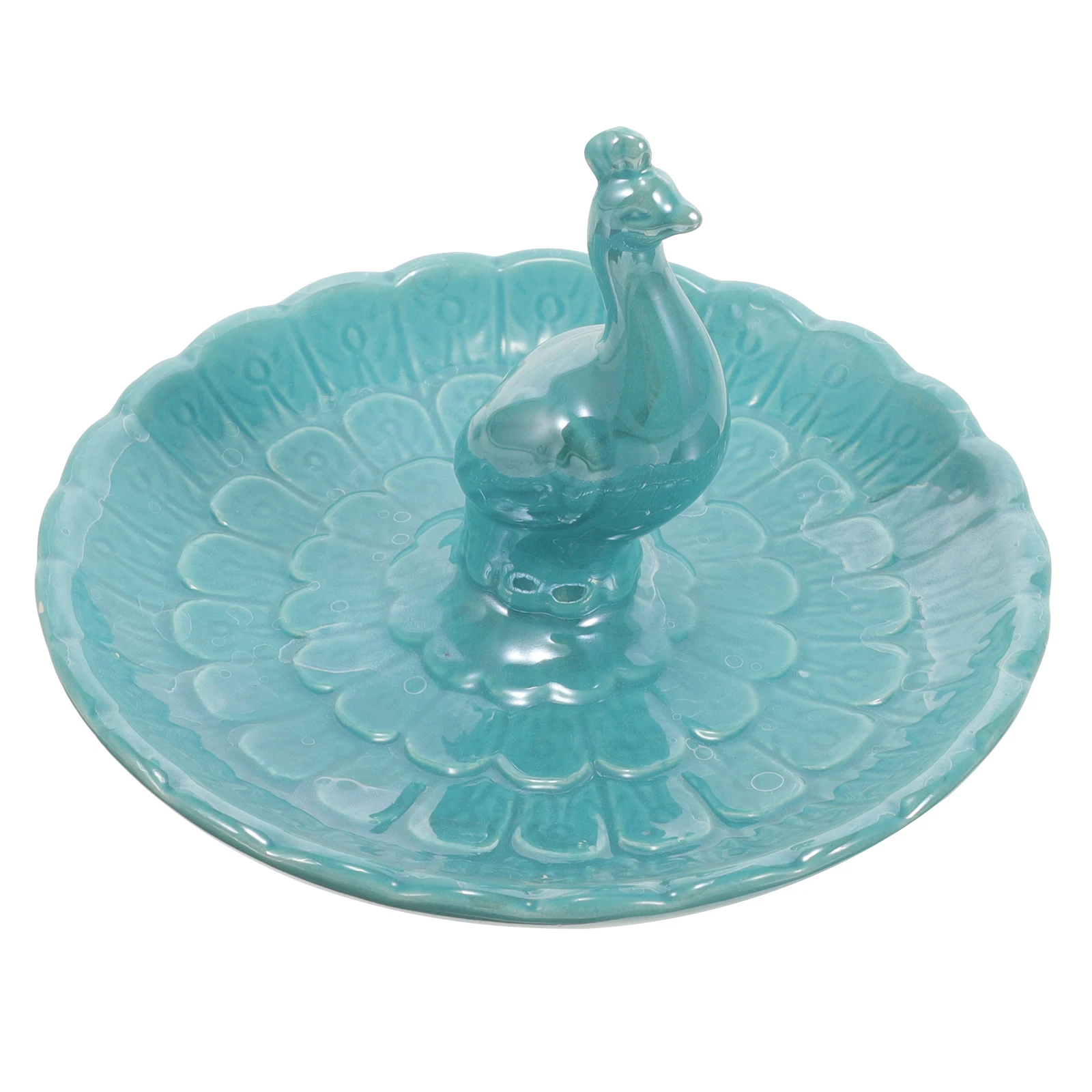 

Ceramic Jewelry Shape High Peacock Ring Tray Blue Jewelry Display Dish Small Storage ganizer Dish Trinket Plate Ring Holder