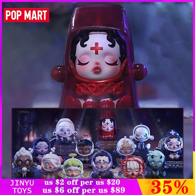 POP MART skullpanda ชุดปราสาทโบราณกล่องปริศนาอนิเมะน่ารักๆฟิกเกอร์เครื่องประดับตั้งโต๊ะอินเทรนด์ของเล่นเดากระเป๋า kado ulang tahun