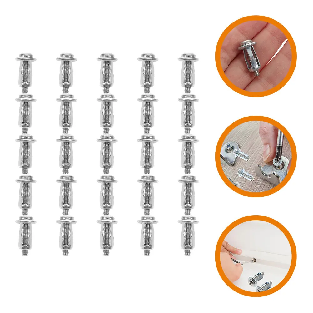 25Pcs Hollow Door Anchor Expansion Nut with Screws Threaded Inserts for Metal Hollow Wall Anchor Fixing Door Hardware