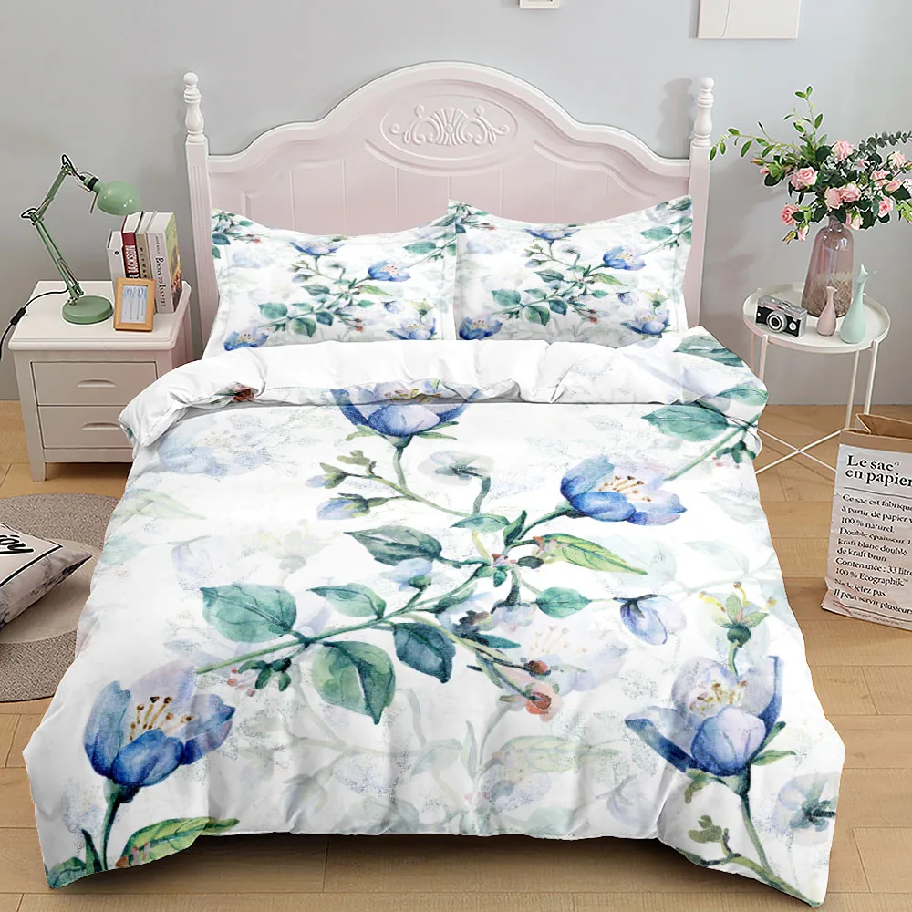 

Watercolor Flowers Bedding Set Small Single Twin Double Queen King Cal King Size Bed Linen Set