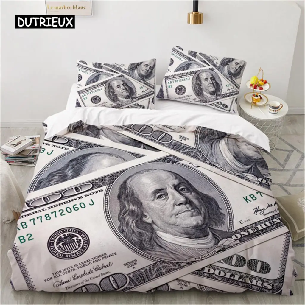 

Dollar Money Duvet Cover Microfiber Dollar Bills Of United States Federal Reserve With The Portrait Of Ben Franklin Room Decor