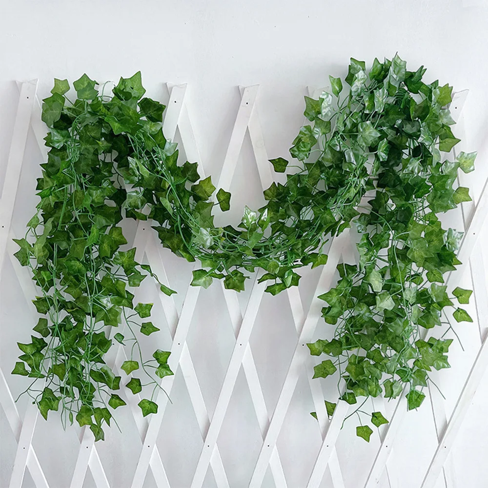 12Pcs 220Cm Green Silk Artificial Hanging Christmas Garland Plants Vine Leaves Diy Home Wedding Party Bathroom Garden Decoration