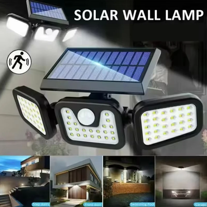 الطاقة الشمسية أضواء الجدار مستشعر حركة خارجي الإنسان التعريفي 3 طرق الأضواء الكاشفة مقاوم للماء أضواء الجدار الشمسية للفناء الخلفي