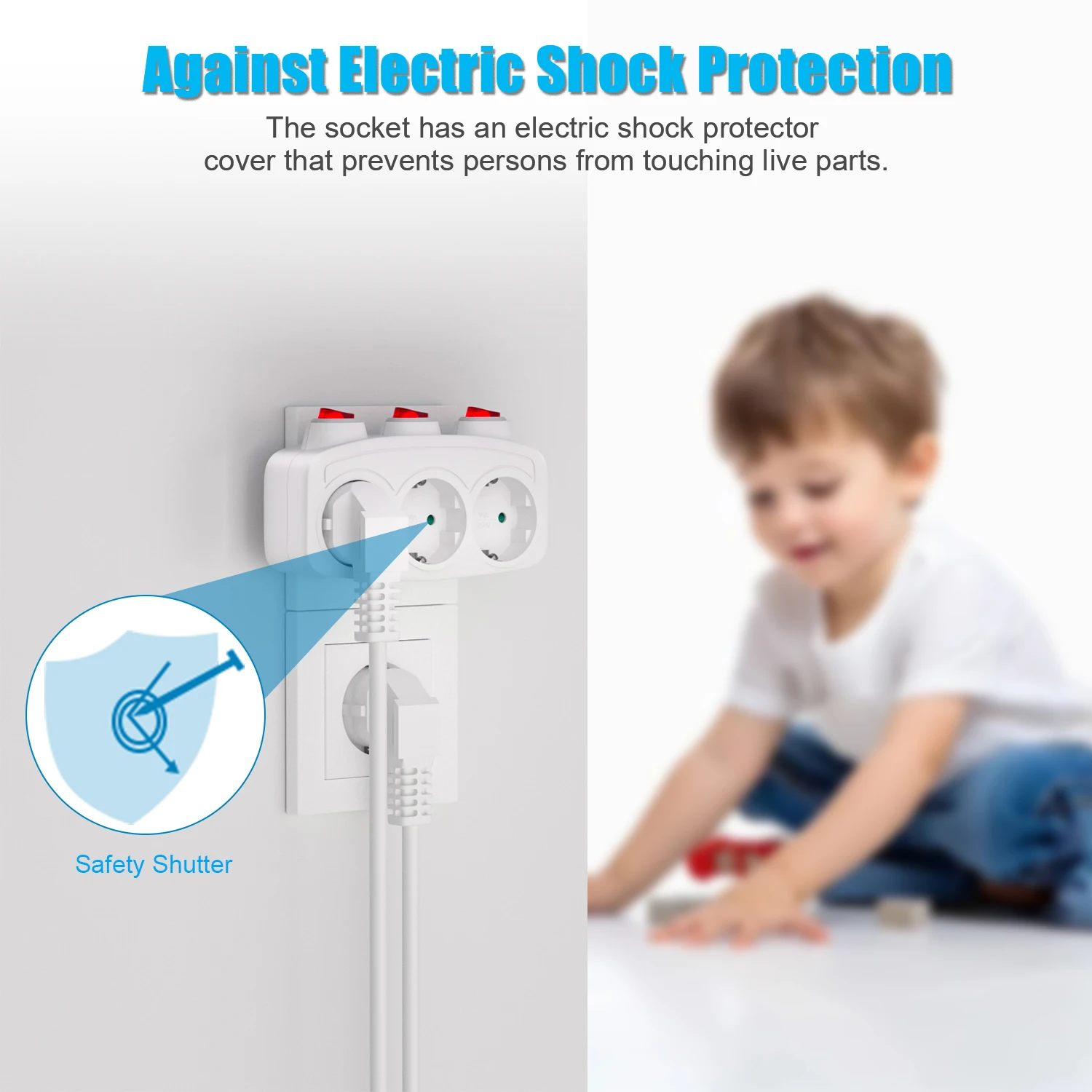 منفذ تمديد المقابس الكهربائية للاتحاد الأوروبي مع مفتاح تشغيل/إيقاف Schuko ألمانيا القياسية Mulit Plug Wall Converter محول الطاقة