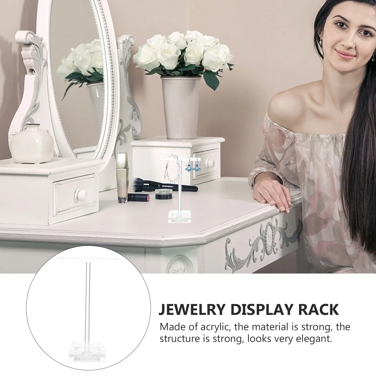 

T Shaped Earring Display Stand Acrylic Jewelry ganizer Necklace Holder Bangle Bracelet Strong Structure Elegant Storage Home Use