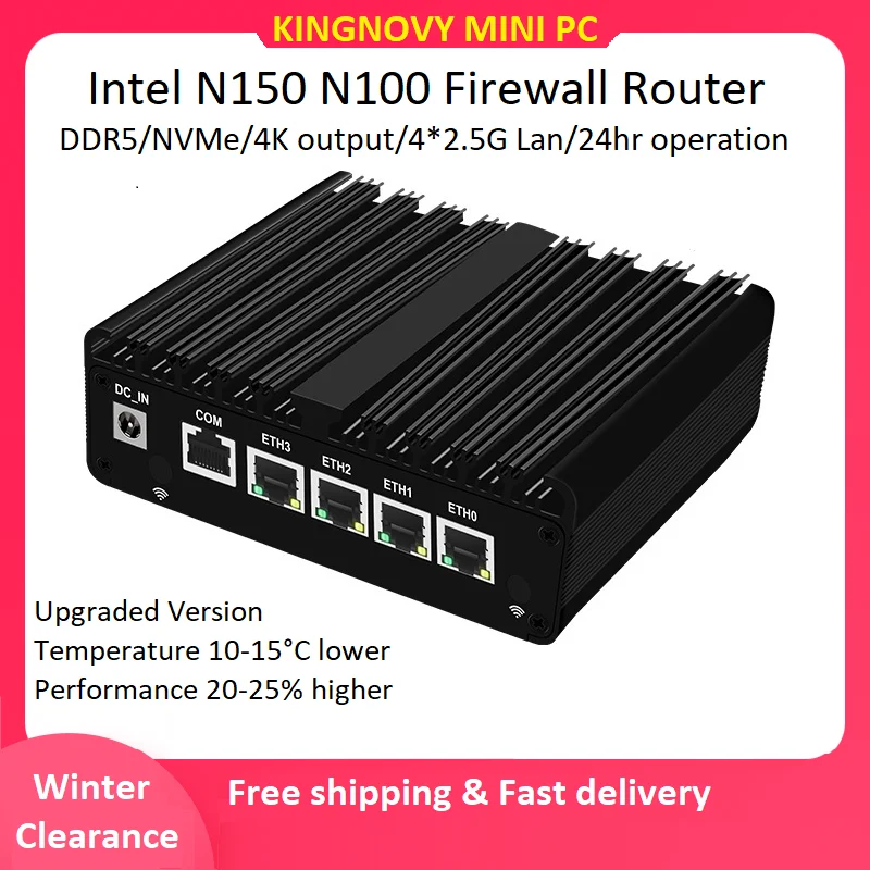 Totpon Fanless Mini PC 12th Gen Intel N150 N100 N5105 N5100 4xi226 LAN 2.5G Firewall computer NVMe desktops OPNsense PVE ESXi