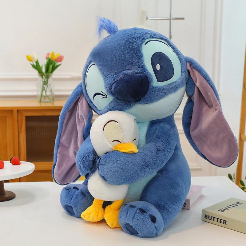 Kawaii Disney knuffel Stitch Duck knuffelpop knuffeldier kinderen verjaardagscadeau groot knuffelkussen schattige gevulde pop