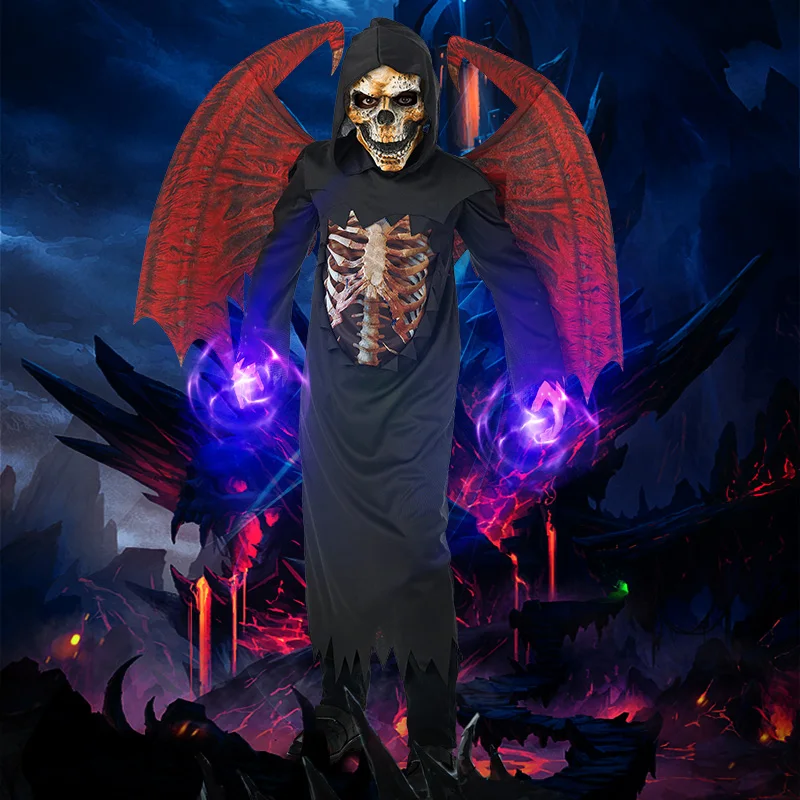 

Halloween Children's Stage Costume Terror Devil Red Devil Monster Zombie Cosplay Boys Set Scary Devil Outfit for Kids