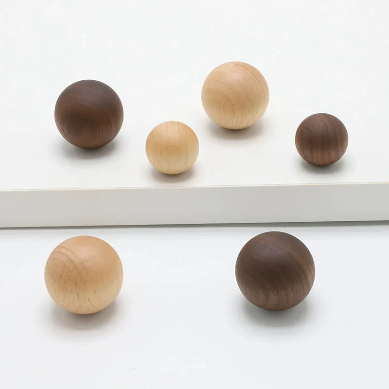 Natural Solid Wood Cabinet Handles Nordic Kitchen Drawer Pulls Walnut Durable Round Wooden Knobs Furniture handle