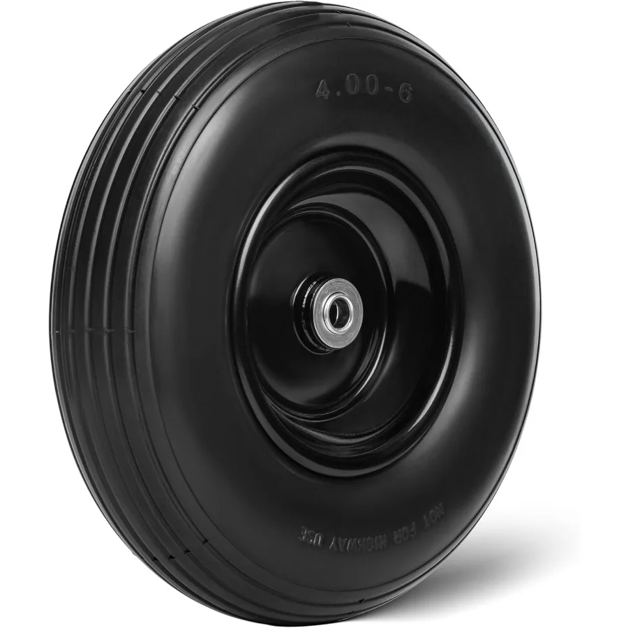 

13 Inch 1 PC Solid Flat Free Replacement Tires and Wheels 4.006 with 5 8'' Bearing and 2.2'' Offset Hub Lenght Air Less Wheel f