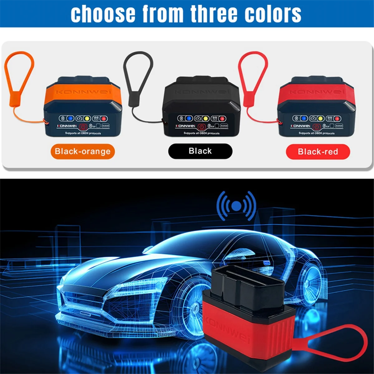 KW905 V1.5 OBD2 Scanners Bluetooth 5.0 for Android/IOS Car Diagnostic Tool Code Reader B