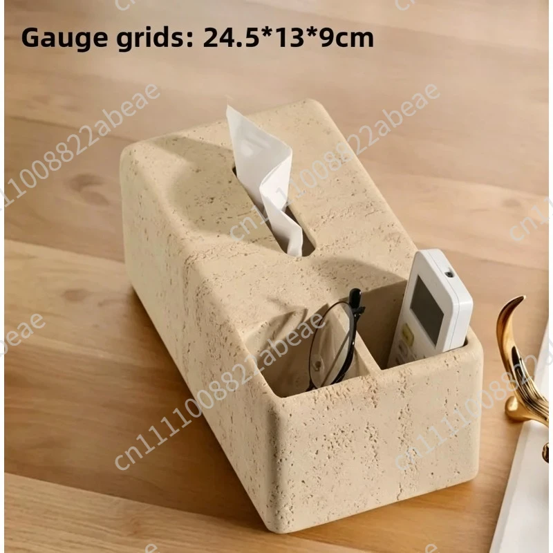 Luxury Hole Stone Tissue Box High-end Creative Desktop Organizer for Living Room Dining Table