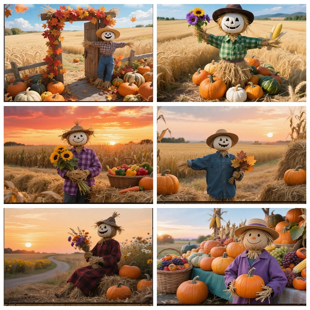 

Autumn Farm Banner Barn Pumpkin Maple Leaf Forest Thanksgiving Harvest Party Decoration Kids Baby Family Photography Background
