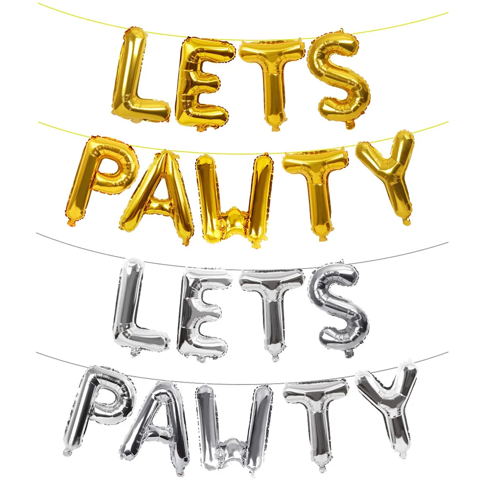 

9Pcs Lets Pawty Letter Balloons 16 Inch Lets Pawty Banner for Pawty Birthday Decorations Dog Birthday Party Balloons Supplies