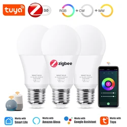 Tuya Zigbee E27 lampadina a Led Alexa Smart Led Lamp RGB CW WW lampadine a Led funziona con Smart Life App Google Assistant Zigbee 3.0 Hub