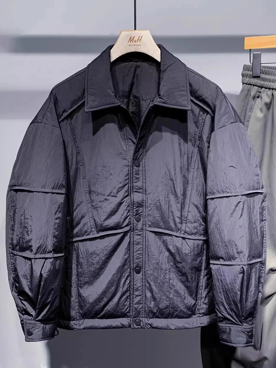 Chaqueta Acolchada Ligera para Hombre, Casual, Blanca, de Plumón, Oversize, Holgada, con Cremallera Decorativa, de Poliéster, Nailon y Fibra Cosite