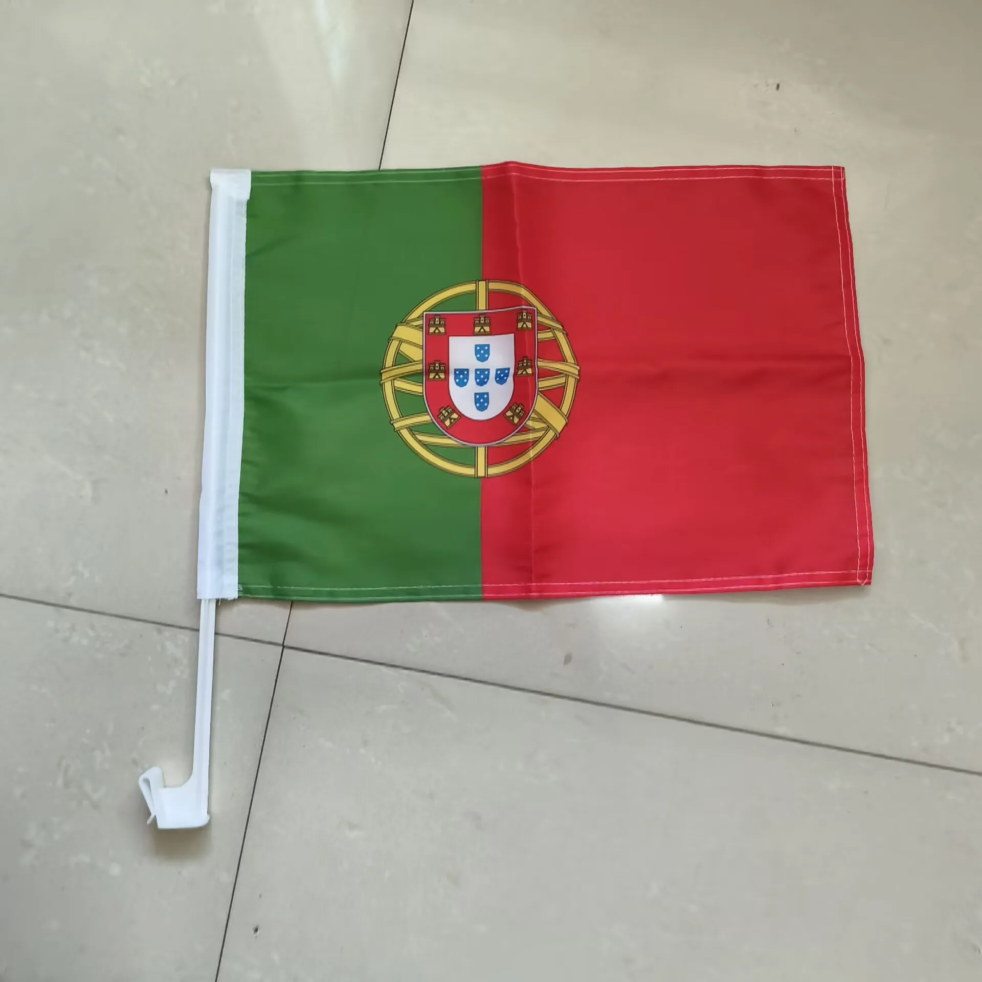 Aerxemrbrae 30x45cm Portugal car flag  Portugal car waving  banner  standard-bearer waving flag with plastic flagpole