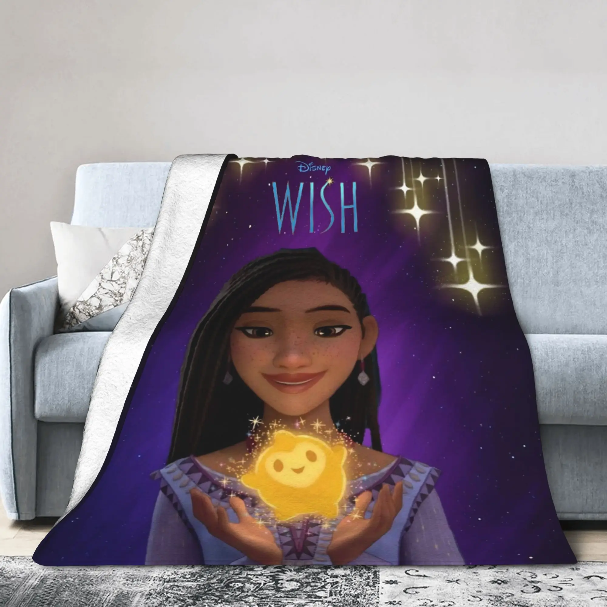 Deseo película de dibujos animados Asha estrella manta chica mágica mantas de lana ropa de cama sofá portátil suave colcha cálida multifunción