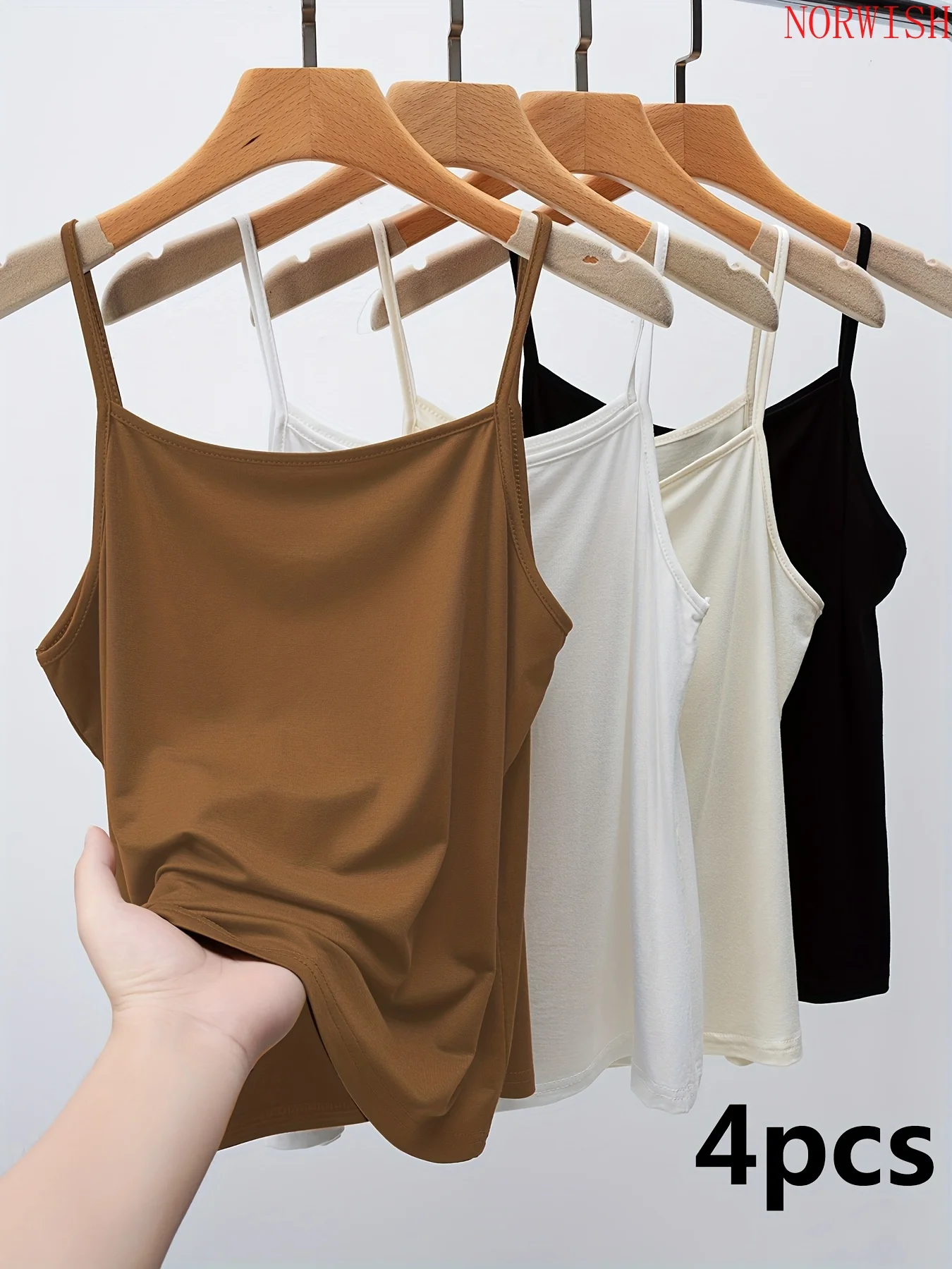 Women 4Pcs Camisole Tops Plus Size Basic Base Layer Soft Breathable Loose Fit Fashion Versatile Sleeveless Tank Tops Ladies Daily Inner Wear