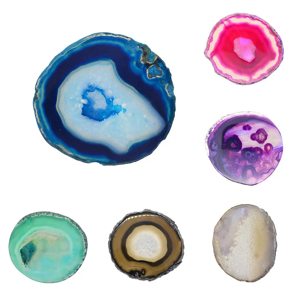 Agate Slices Quartz Crystal Large Polished Slab Unique Free Shape for Art Display and Table Setting