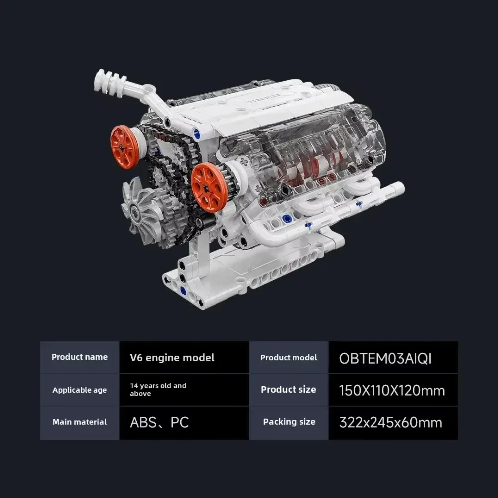 EngineV6 V8 Kit di blocchi di costruzione Motore fai da te Giocattolo di costruzione Simulazione visiva Robot Figura Ornamenti Motore per auto 3D Collezione Modelx