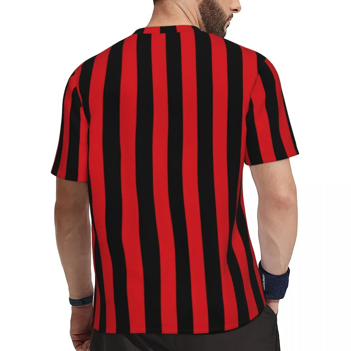 Vertical Striped T-Shirt Red and Black Stripes Novelty Sportswear T Shirts Short-Sleeve Quick Dry Tshirt Summer Vintage Tees