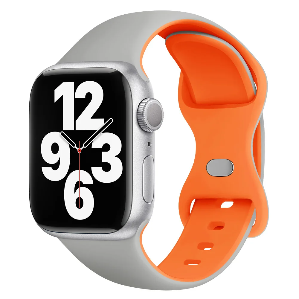 TRSYPHXM 2024 new Suitable for Applewatch IWatch9875 SE Sport Silicone Breathable Butterfly Buckle Strap