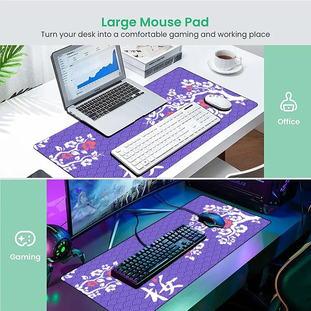 Kirschblüten und gewelltes Texturmuster, Mauspad, Schreibtischunterlage, Gaming-Matten, rutschfest, langlebiges Schreibtischzubehör, Tastatur-Desktop-Pads