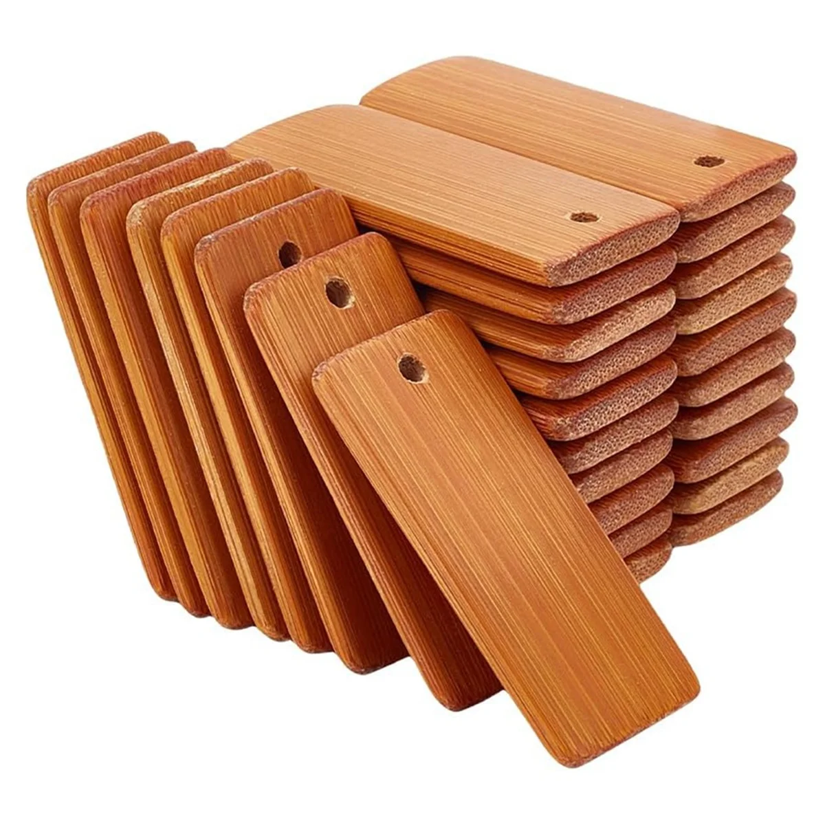 ELBA_60PCS Wooden Tags Key Ring Blanks for Keychain Wine Bottle