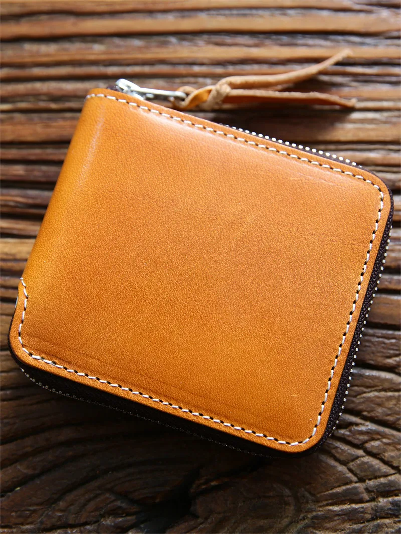 2025 New Retro Men's Wallet Zipper Multifunctional Card Bag Top Layer Cowhide Short Wallet Genuine Leather Wallet For Man 45