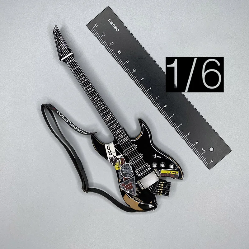 

1/6 Scale Punk Style Electric Guitar Mini Model Movable Doll Accessories Collection Display Static Decoration Toy Gift