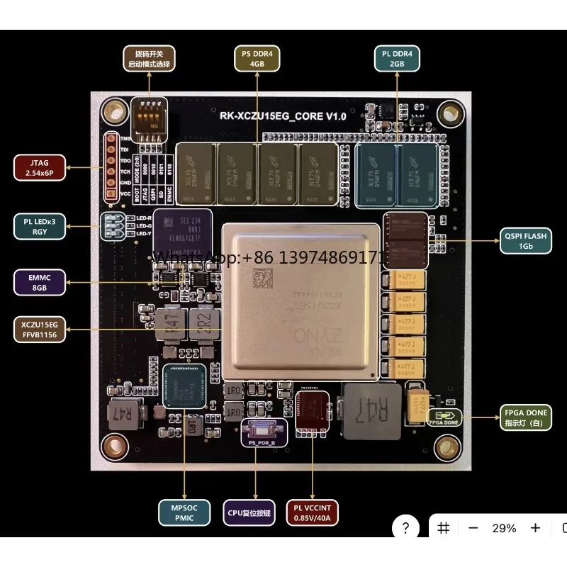 

XCZU15EG FPGA Core Board MPSOC Development Board FMC HPC Interface Industrial Control Module