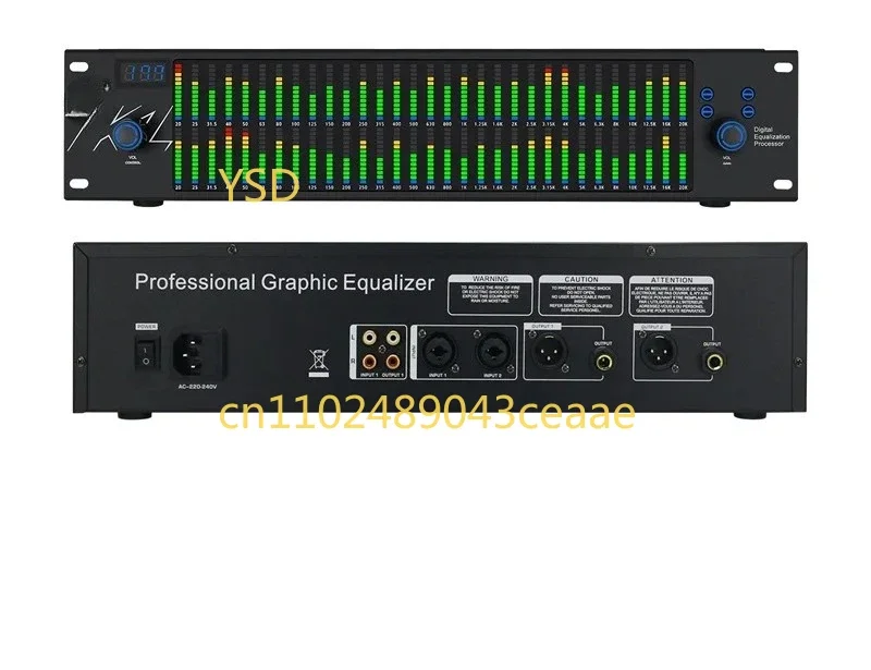 T2531 Professional Graphic Equalizer Audio Processor, 2x31 - Band Spectrum Display for Home & Stage