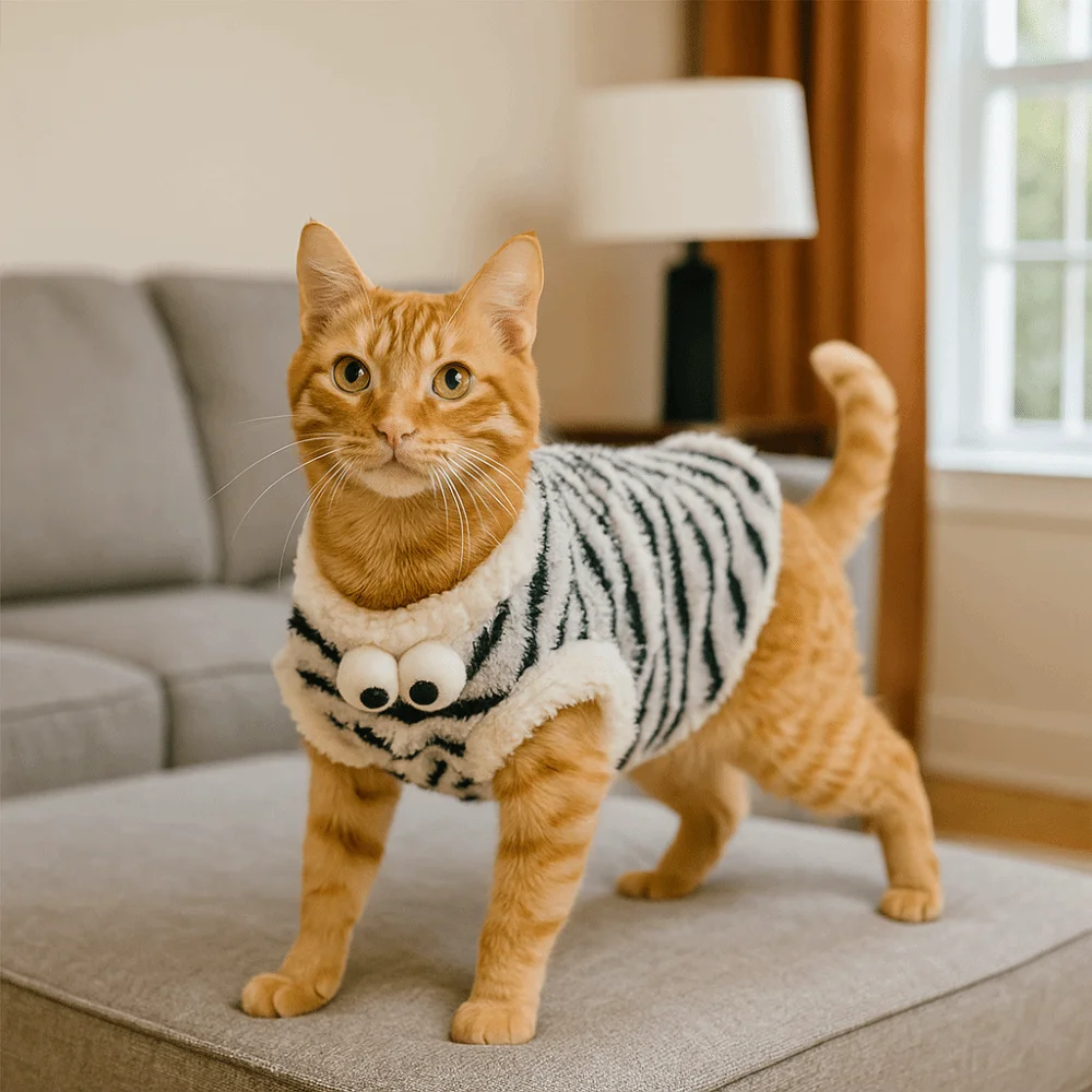 

Pet Supplies Warm Winter Pet Sweater Windproof Thickened Cat Sleeveless Coat Comfortable Fleece Pet Cotton Jacket Cold Proof