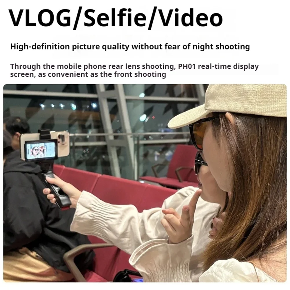 

B68C Smartphone Vlog Selfie Monitor Screen Magnetic Using Phone Rear Camera For Selfie Vlog Live Stream For Android