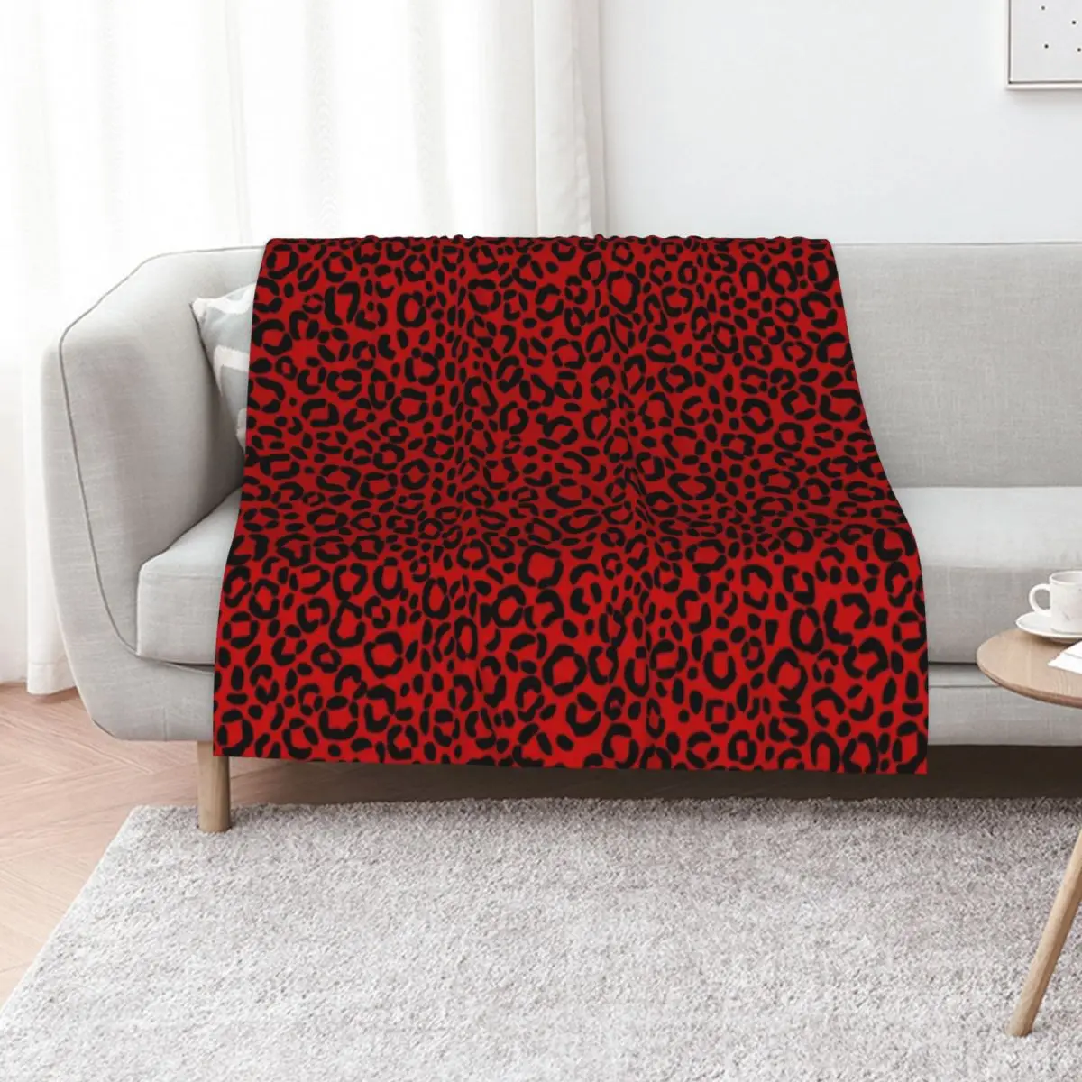 Sassy Red and Black Leopard Print Pattern Design Throw Blanket Decorative Sofa Weighted Moving Soft Big Thermal Blankets