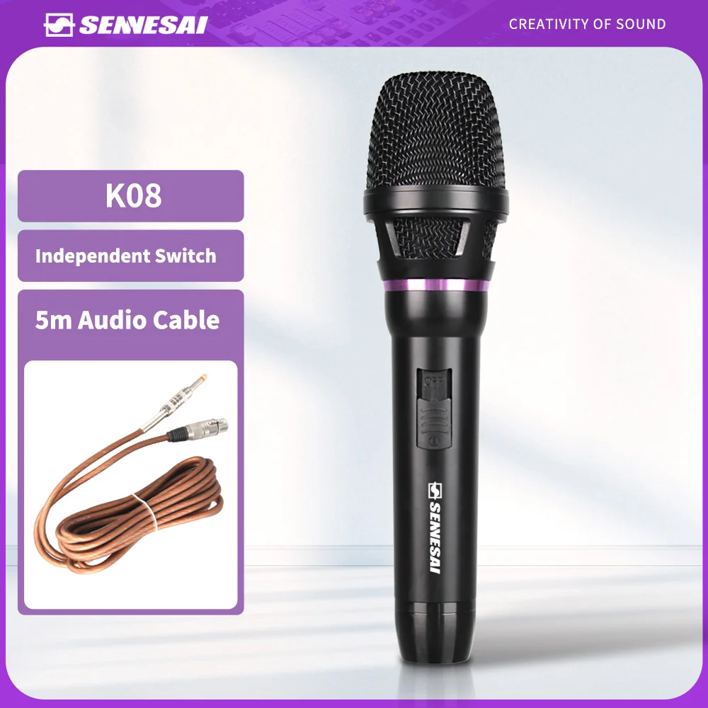 High Quality！K-08 Professional Dynamic Handheld Microphone Karaoke Wired Microphone With Clip Stereo Studio Mic