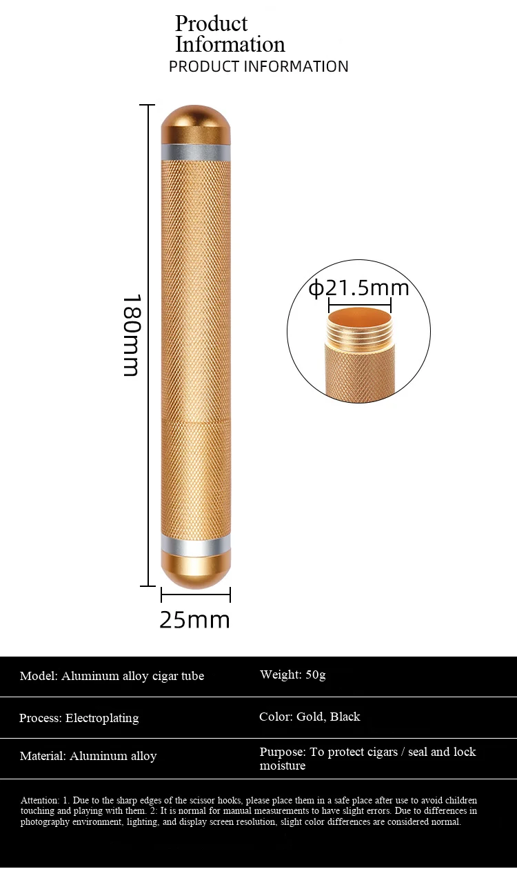 Round aluminum alloy cigar tube, portable and waterproof, with strong sealing Siglo 2 4 6 Accessories