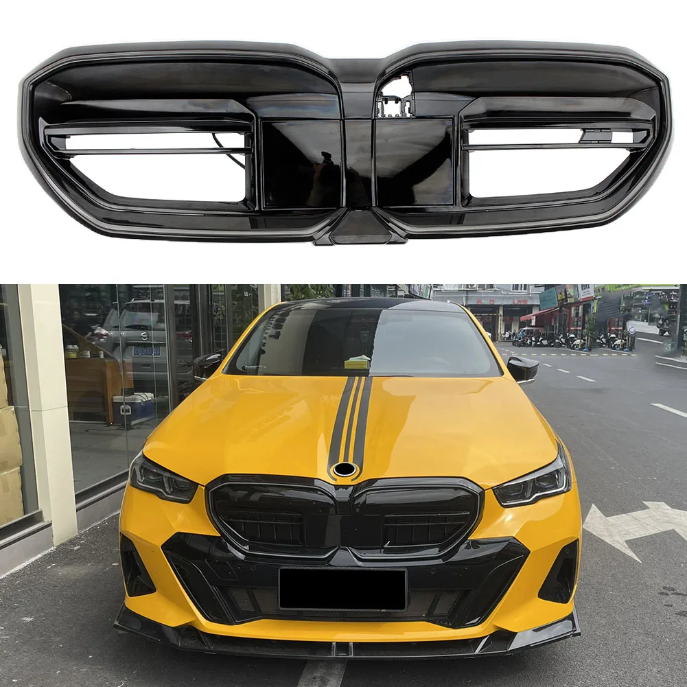Glossy Black Front Grille Grill With/Without  LED Racing Grills For BMW 5 Series G60 i5 M60 G61 G68 520i 525i 530i 2023-2026