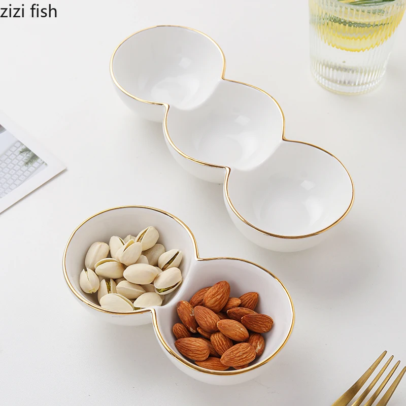 Ceramic Bowl Dining Plates Divided Bowls Snack Platter Snack Bowl Sauce Dish Candy Bowls Dried Fruit Tray Dessert Plate