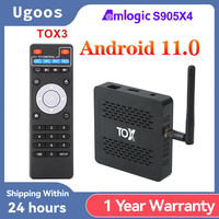 Ugoos TOX3/TOX3 Lite TV Box Android 11 Amlogic S905X4 Set Top Box 2.4G/5G BT4.1 Support MP3 AAC WMA RM FLAC Smart Box TV