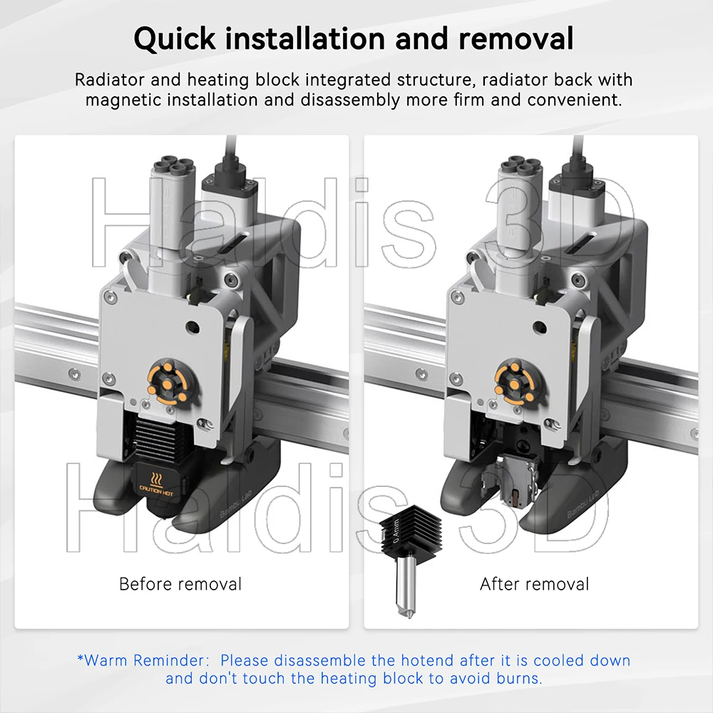 مجموعة Hotend لـ Bambu Lab A1/A1 Mini 0.2/0.4/0.6/0.8 مللي متر فوهة فولاذية صلبة سريعة السرعة مجموعة نهاية ساخنة لقطع غيار A1
