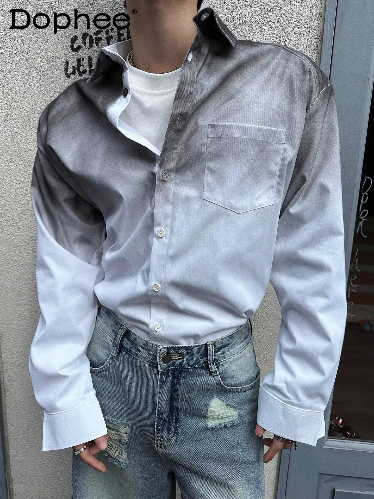 

Стильные мужские рубашки с длинным рукавом, весна-осень 2026, новые, с контрастным дизайном, свободного кроя, модные, элегантные, для создания индивидуального образа